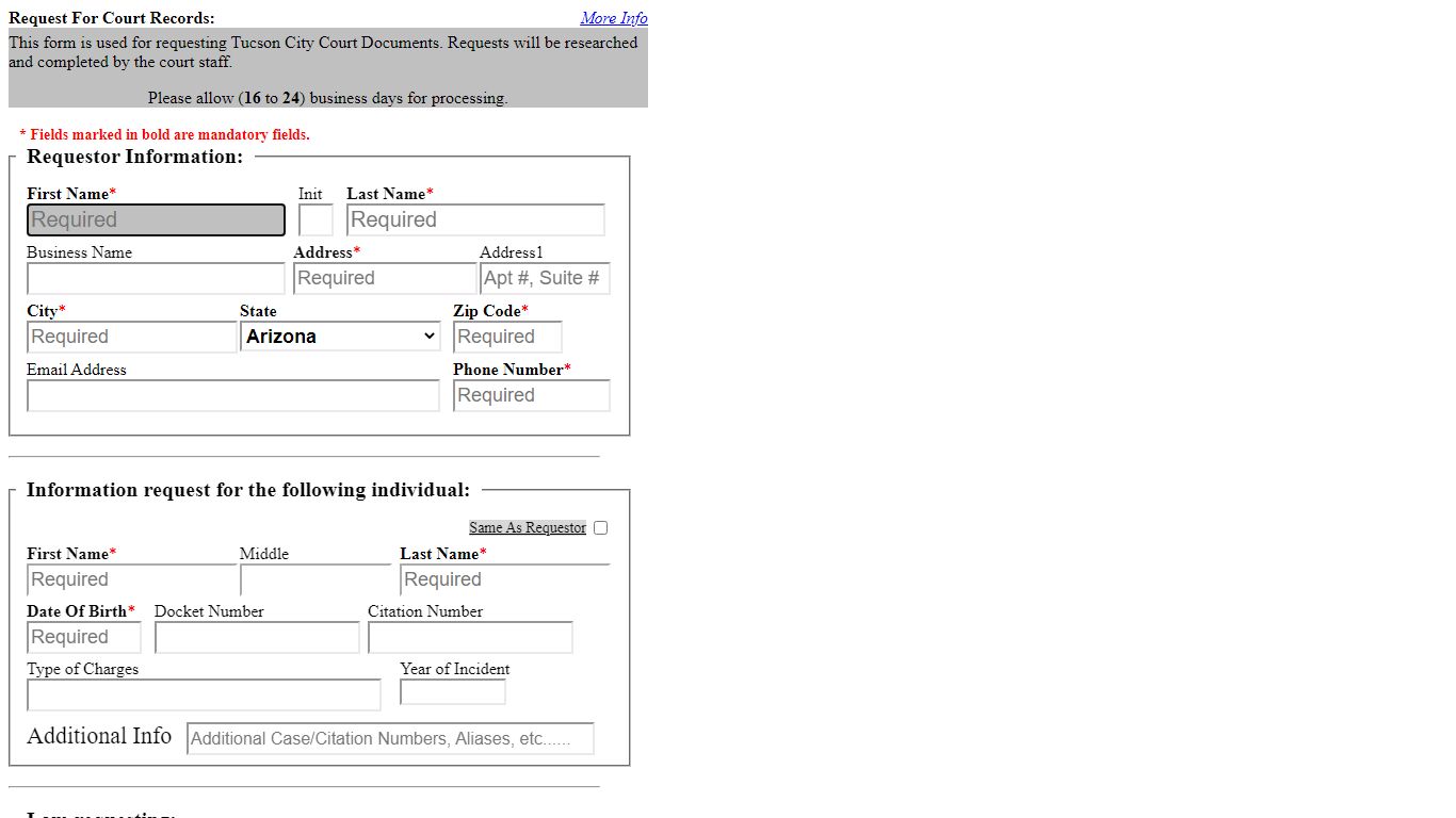 Tucson City Court - Record Request